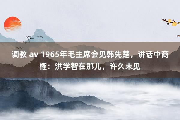 调教 av 1965年毛主席会见韩先楚，讲话中商榷：洪学智在那儿，许久未见